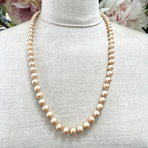 Monet Hand Knotted Single Strand Faux Glass Pearl Necklace Etsy Canada