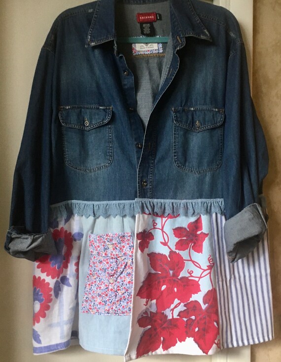 Plus size denim duster jacket sale