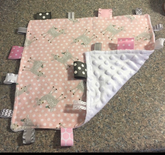 Lovey Comforter Wubie Blanket Sensory Blanket All White Blanket Dedication Gift Ribbon Teether Baby Gift Minky Blanket