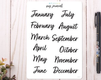 Months of the Year - Sticker Sheet - Monthly Headers for your bullet journal or planner