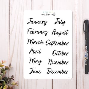 Months of the Year - Sticker Sheet Style C - Monthly Headers for your bullet journal or planner