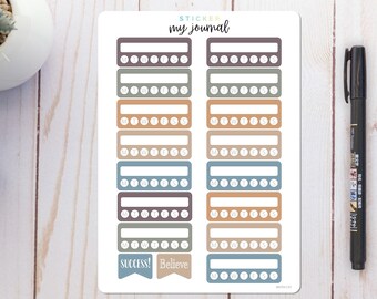 Weekly Habit Trackers Horizontal | Coastal | Colorful Habit Trackers for your Bullet Journal or Planner - Many Color Options