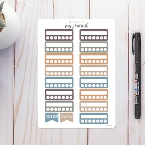 Weekly Habit Trackers Horizontal | Coastal | Colorful Habit Trackers for your Bullet Journal or Planner - Many Color Options