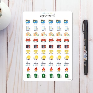 Bills Due Reminder Stickers | Colorful calendar icon stickers for your bullet journal or planner