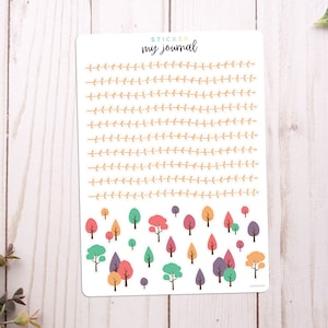 Woodland Borders Bullet Journal Sticker Sheet - Add On - Autumn Forest themed sticker sheet for your bujo or planner setup