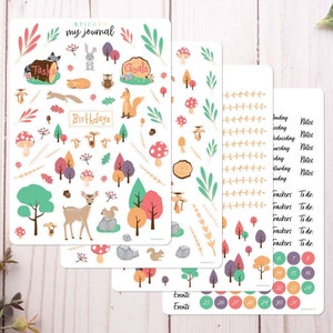 Woodland Any Month Undated Bullet Journal Sticker Kit - themed sticker set for your bujo or planner setup