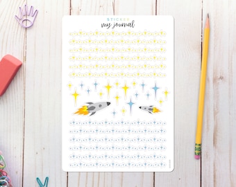 Space Borders Sticker Sheet - themed stickers for your bullet journal, planner, or scrapbook  | An All-In-One add on sheet for the Sept Kit