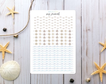 Beach Borders Sticker Sheet - themed stickers for your bullet journal, planner, or scrapbook  | An All-In-One add on sheet for August's Kit
