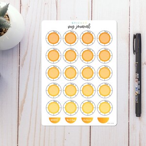 Weekly Habit Tracker Circles | Sunburst | Colorful Habit Tracker stickers for your Bullet Journal or Planner - Many Color Options