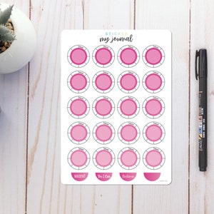 Weekly Habit Tracker Circles | Pink Gradient | Colorful Habit Tracker stickers for your Bullet Journal or Planner - Many Color Options