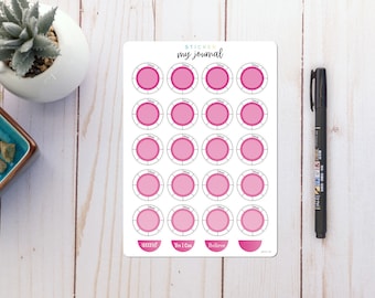 Weekly Habit Tracker Circles | Pink Gradient | Colorful Habit Tracker stickers for your Bullet Journal or Planner - Many Color Options