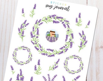 Lavender Sprigs & Wreaths - May Add On - A floral themed sticker sheet for your journal, calendar, planner or scrapbook