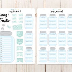 Savings Goal Tracker Sticker Kit - Set and track savings goals during the year with these cute mason jar planner trackers