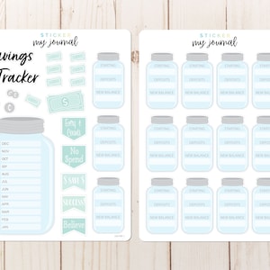 Savings Goal Tracker Sticker Kit - Set and track savings goals during the year with these cute mason jar planner trackers