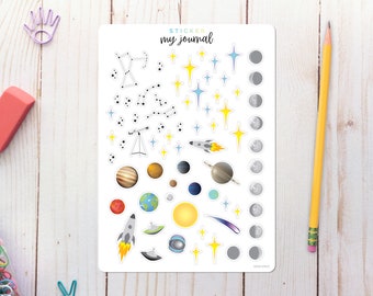 Space Out Sticker Sheet - themed stickers for your bullet journal, planner, or scrapbook  | An All-In-One add on sheet for the Sept Kit