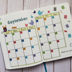 September Bullet Journal Sticker Sheet Basics Back to School Themed Stickers for your monthly bujo or planner setup image 2