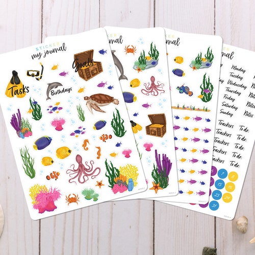 Undersea Any Month Undated Bullet Journal Sticker Kit Etsy