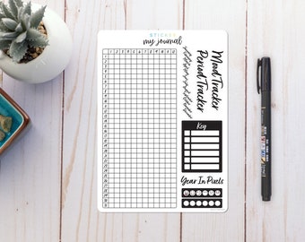 Annual Multi-Tracker | Yearly Mood, Habit, Cycle Tracking stickers for your bullet journal or planner | Year in Pixels