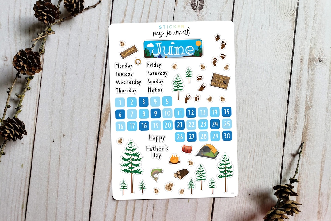 June Bullet Journal Sticker Sheet - Basics - Summer Themed Stickers for ...