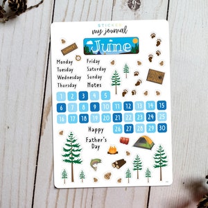 June Bullet Journal Sticker Sheet - Basics - Summer Themed Stickers for your monthly bujo or planner setup - Clear or White paper options