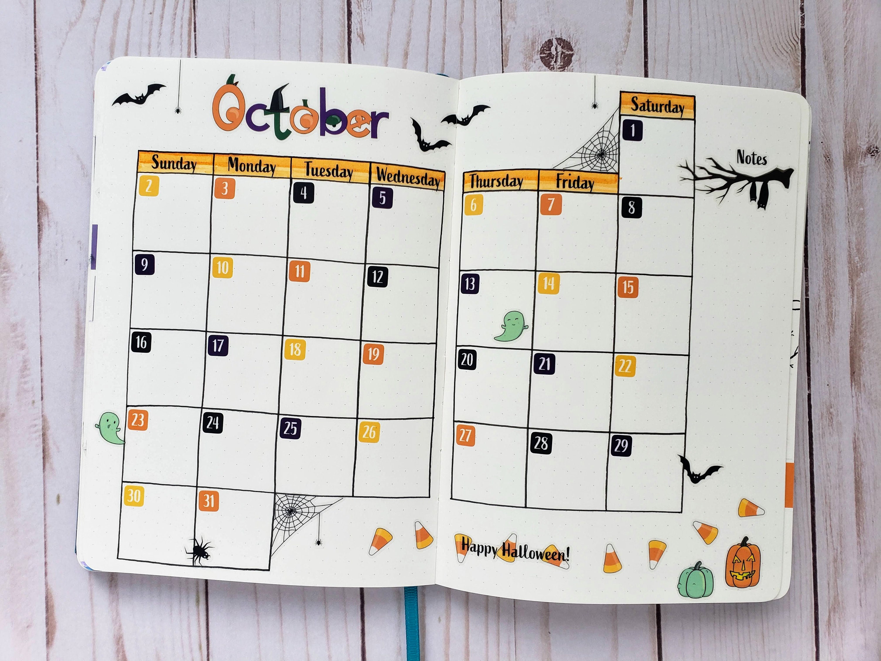 October Bullet Journal Sticker Sheet Basics Halloween Themed Stickers for  Your Monthly Bujo or Planner Calendar Setup 