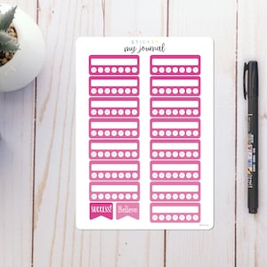 Weekly Habit Trackers Horizontal | Pink Gradient | Colorful Habit Trackers for your Bullet Journal or Planner - Many Color Options