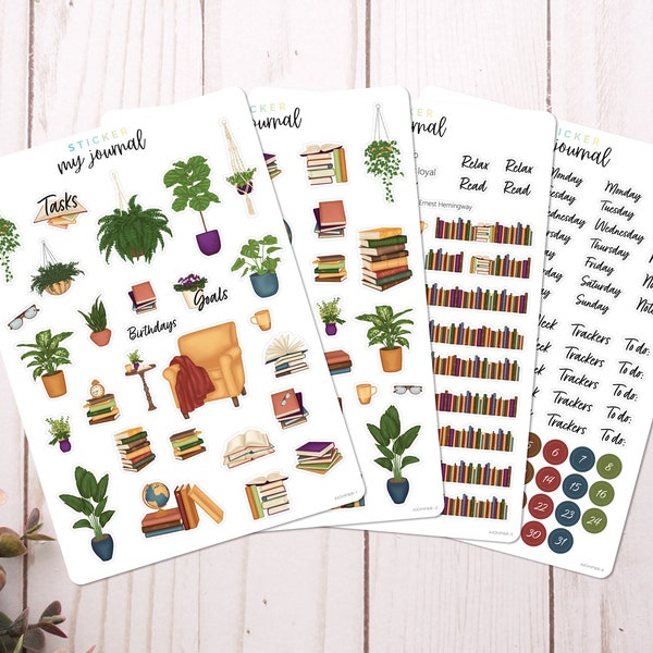 Booklover Any Month Undated Bullet Journal Sticker Kit - themed sticker set for your bujo or planner setup