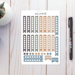 Weekly Habit Trackers - Vertical Banners | Coastal | Colorful Habit Trackers for your Bullet Journal or Planner - Multiple color options