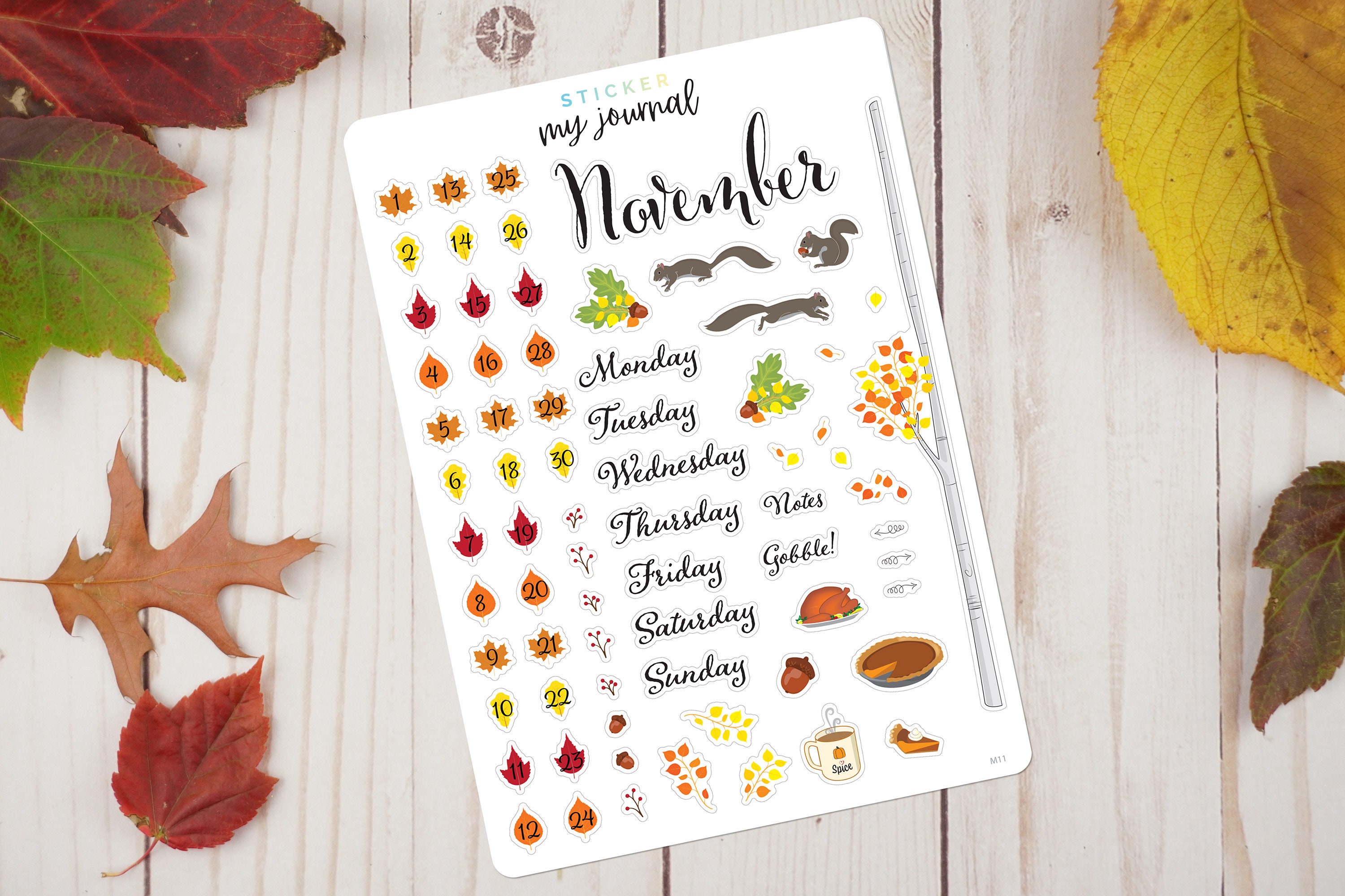 November Bullet Journal Ideas Using Printable Planner Stickers