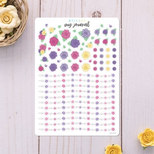 Rose Borders Sticker Sheet - Floral stickers for bullet journals & planners, crafts and scrapbooks - dividers -  An All-In-One add on sheet