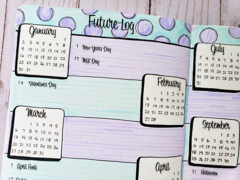 Future Log & Holiday Events List Style B Months of the - Etsy