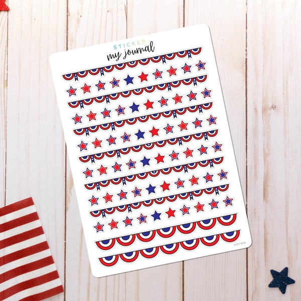 Star Borders Sticker Sheet - patriotic themed stickers for your bullet journal, planner, or scrapbook  | An All-In-One add on sheet