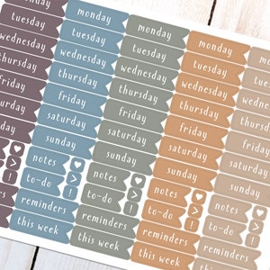 Coastal Deluxe Days of the Week Banners - Essentials - Colorful weekly layout banner stickers for your bullet journal or planner