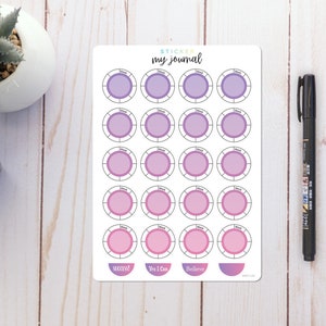 Weekly Habit Trackers - Circles | Loved | Colorful Habit Tracker stickers for your Bullet Journal or Planner - Many Color Options