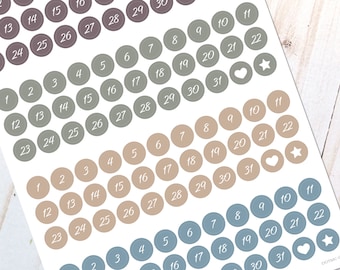 Date Dots Stickers | Coastal | Days of the Month Number Stickers - Colorful calendar stickers for your bullet journal or planner