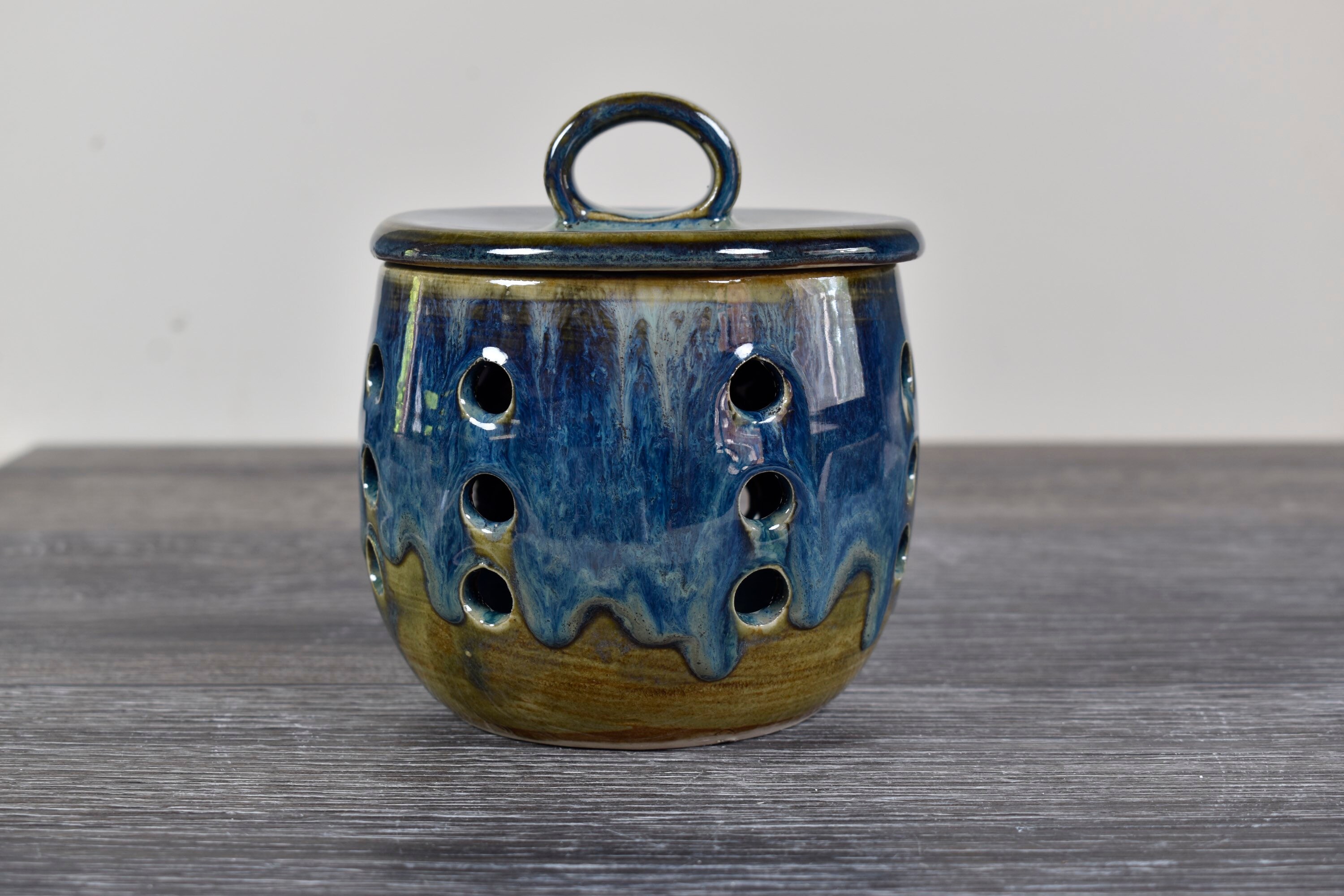 Blue Garlic Keeper Ceramic Garlic Keeper Jar Garlic Storage. Etsy