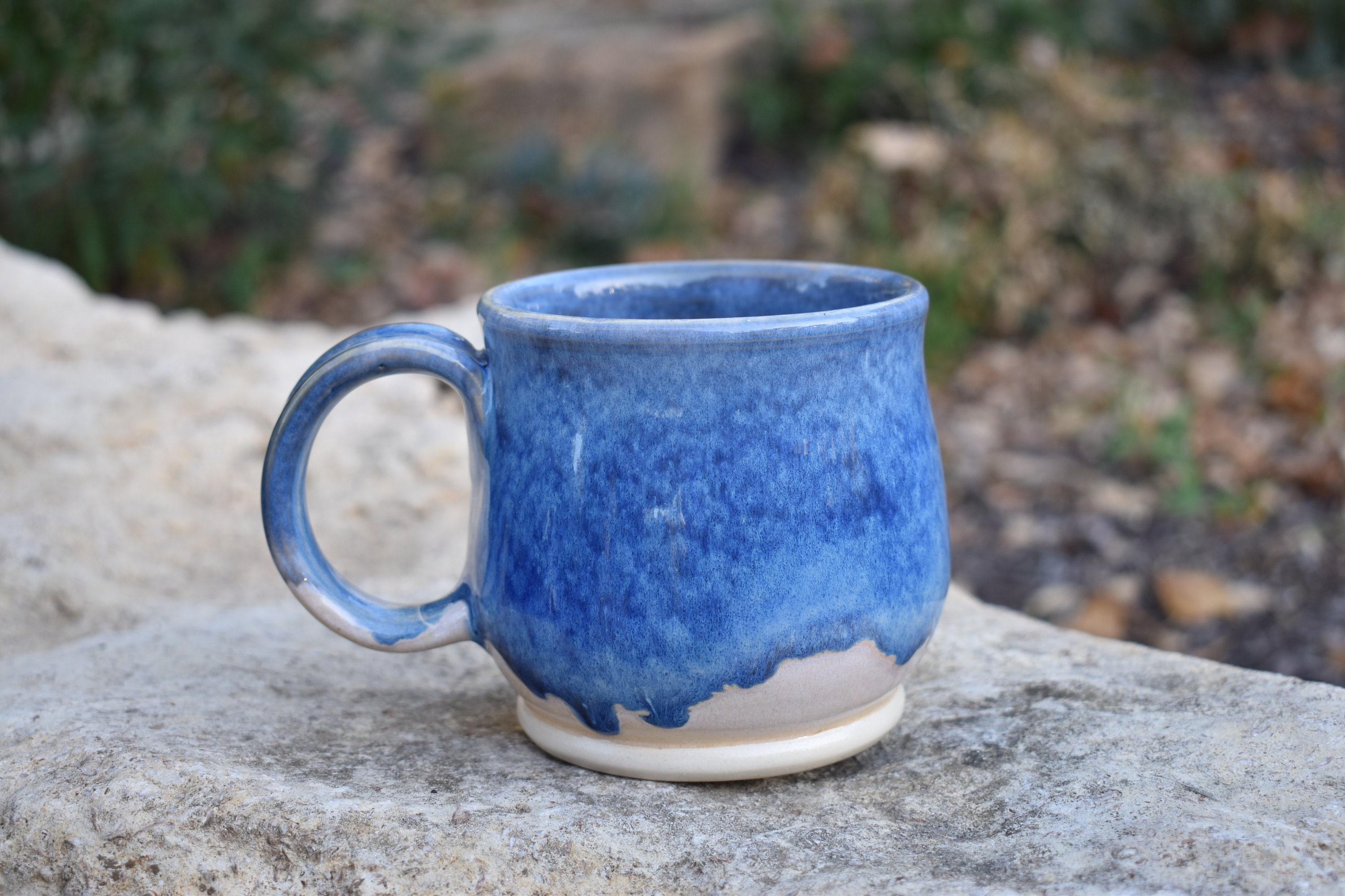 16 oz Handmade Ceramic Coffee Mug: Blue Stoneware Cup