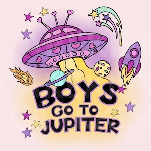 Jungen gehen zum Jupiter Png Design für Sublimation, Valentinstag Png Design für Mädchen, digitaler Download Sublimations Designs, Alien Space Png