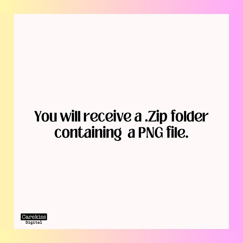 Puede incluir: Texto sobre un fondo blanco que dice: "Recibir&aacute;s una carpeta .Zip que contiene un archivo PNG."