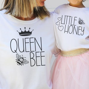 Queen Bee Little HoneySVG PNG,Matching Shirts Png,Mommy and Me Png,Baby Bodysuit Png,Mama and Me Png,Mom and Daughter Png,Mama Mini Pink Png