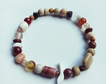 Bird, Sun and Stone Gemstone Stretch Cord Bracelet