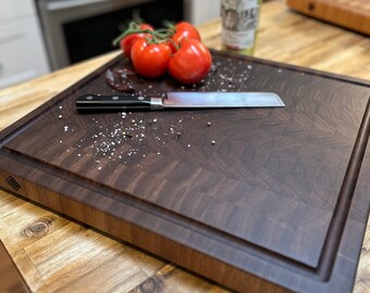 Personalizable end grain cutting board, walnut and cherry, butcher blocks