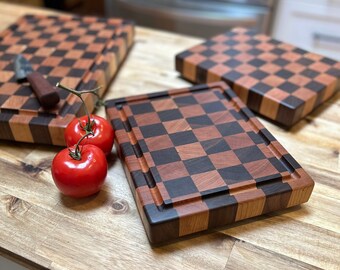 Checkered butcher block, end grain cutting board