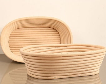 2 European banneton, bread proofing baskets, natural rattan, oval