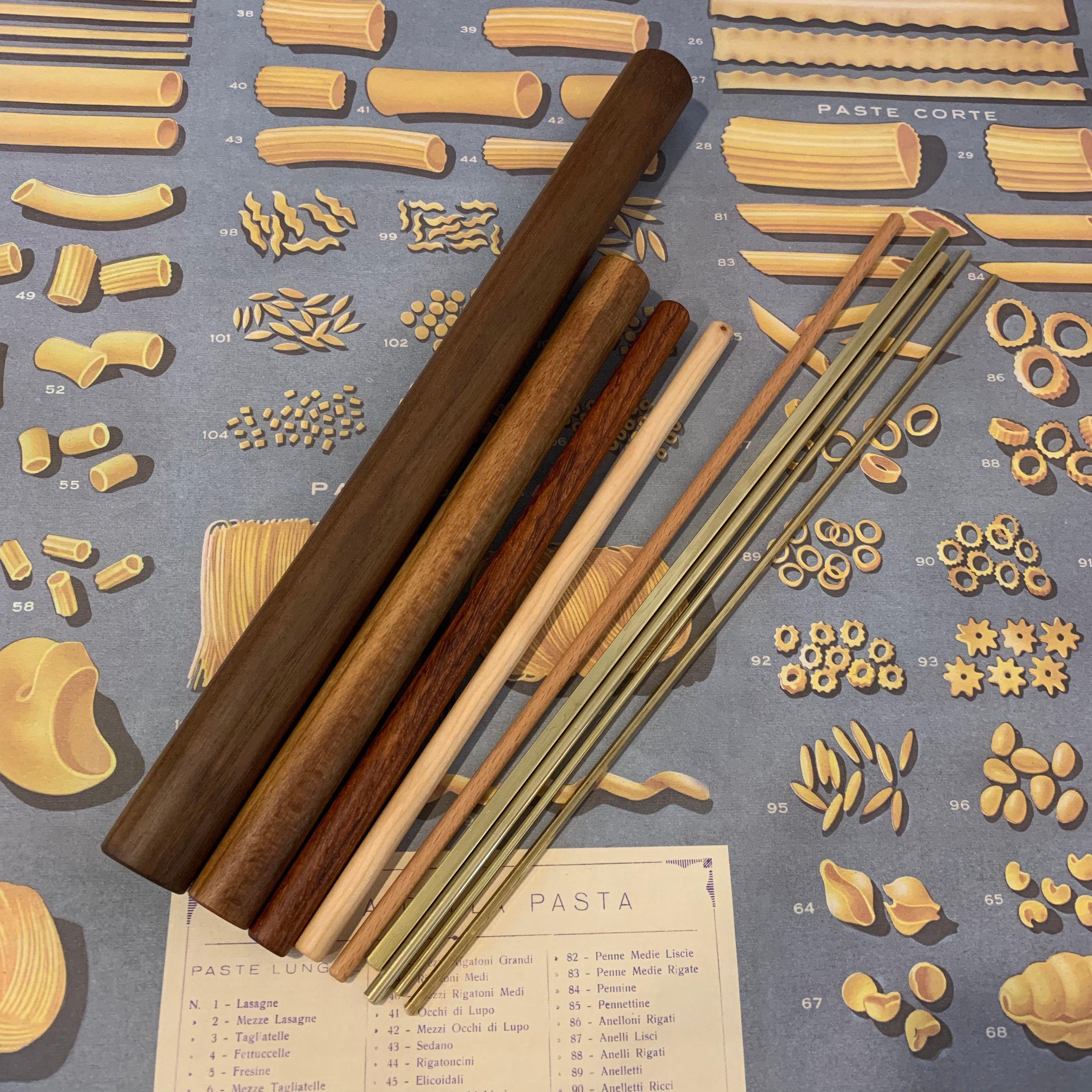 Pasta Rolling Pins Mini Mattarelli Brass Ferretto 9pc - Etsy Australia
