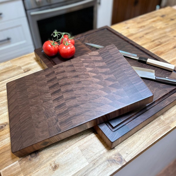 End grain cutting board, walnut butcher blocks