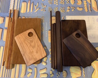 Pasta board set, 6pc, Walnut or Cherry, optional brass ferro