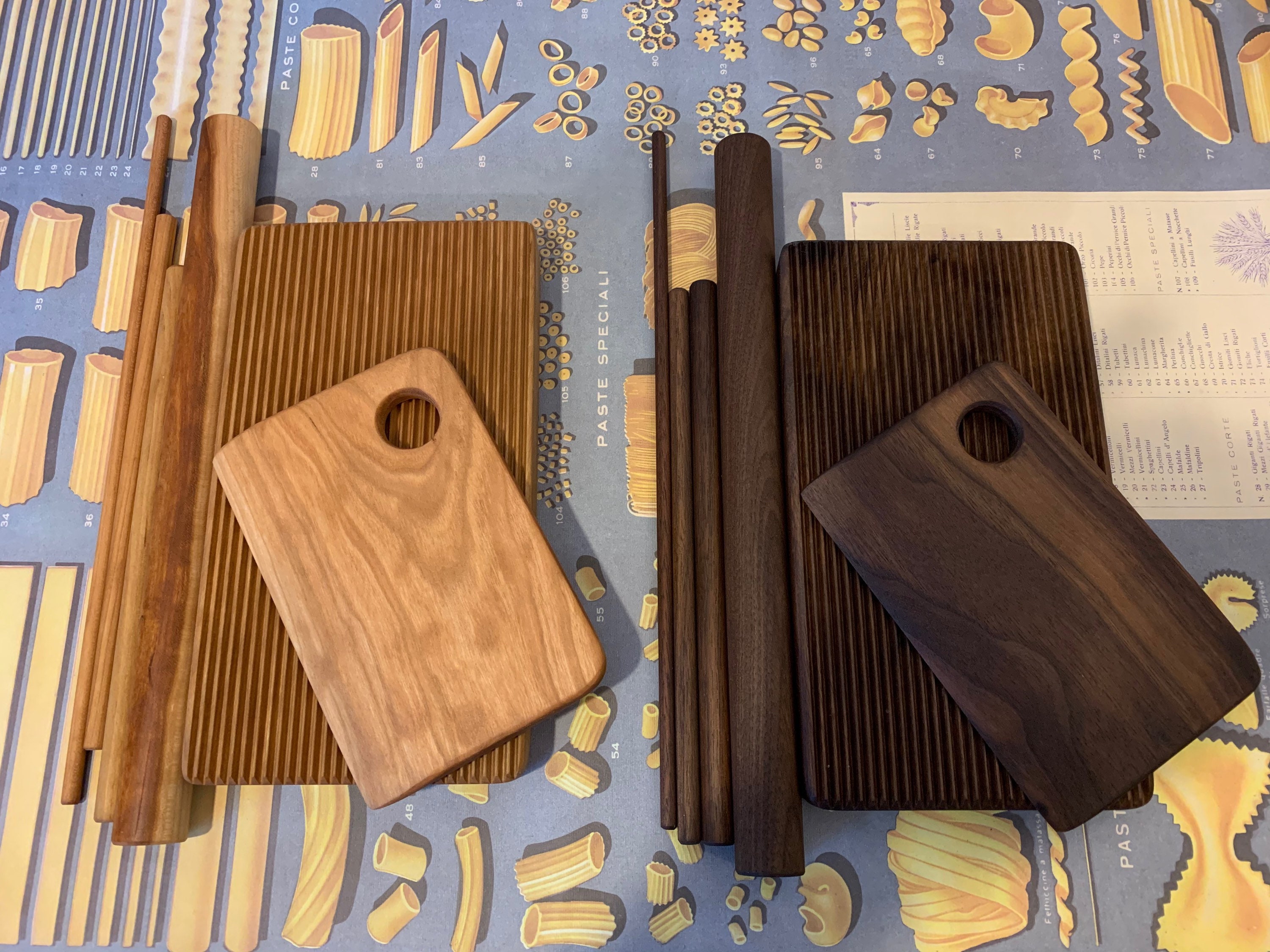 Pasta Board Set 6pc Walnut or Cherry Optional Brass Ferro Etsy