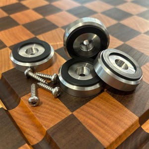 Large, 1.5" stainless steel & brasscutting board feet, non slip / charcuterie board feet.