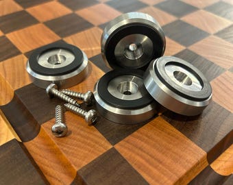 Large, 1.5" stainless steel & brasscutting board feet, non slip / charcuterie board feet.